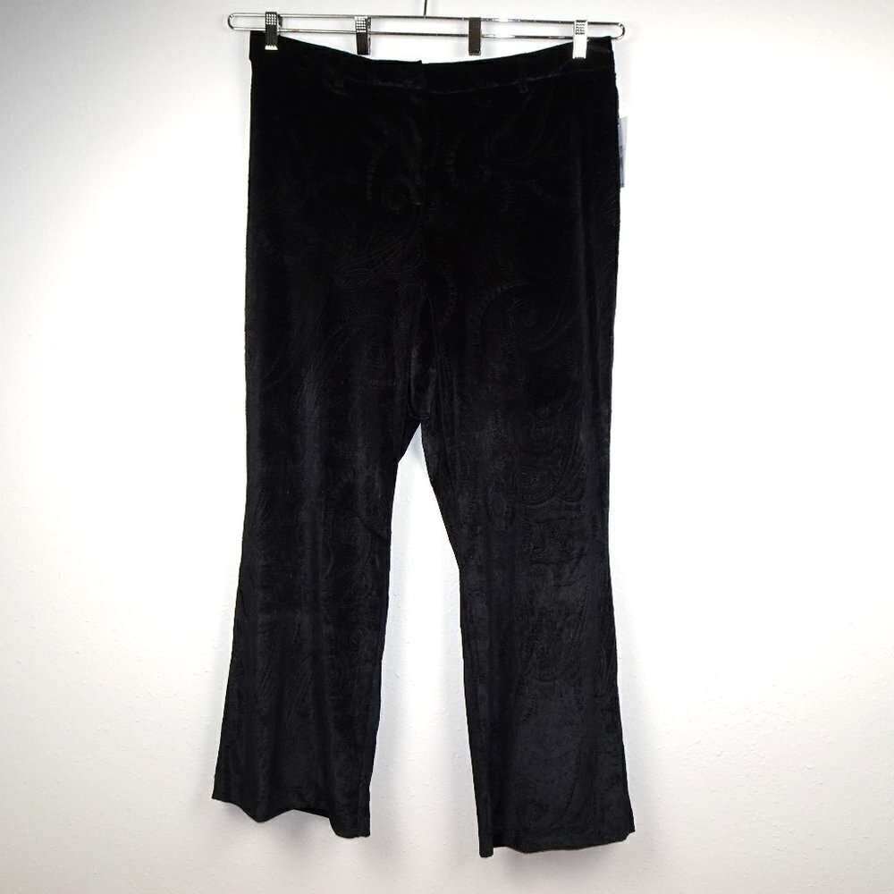 Dex Plus Velvet Pants Women's Plus Size 2X Black Paisley Textured